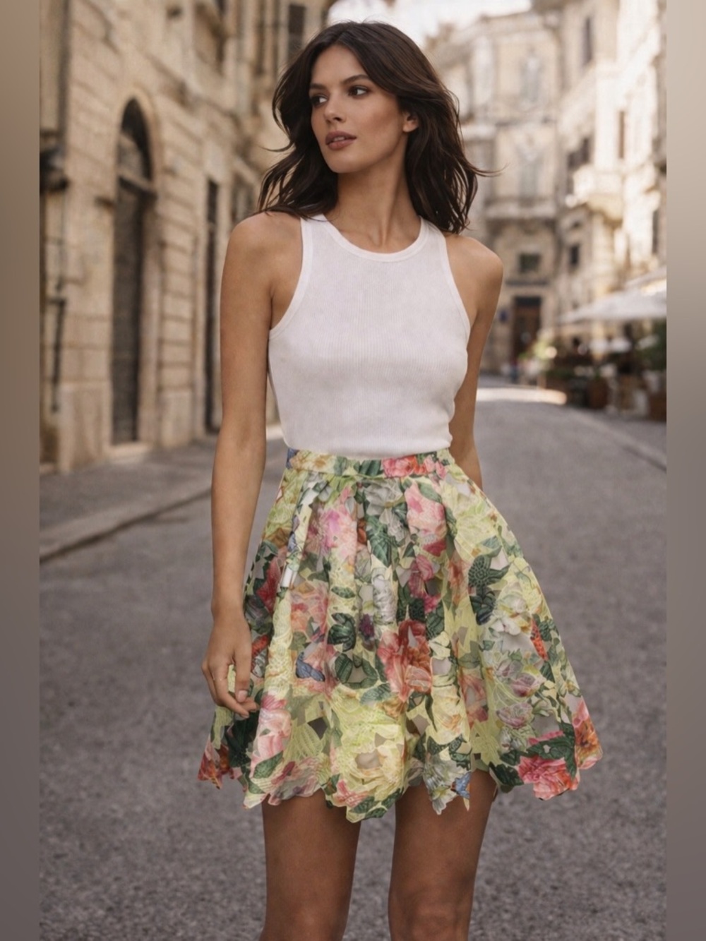 🌺 Seventy Sergio Tegon Floral Textured Mini Skirt